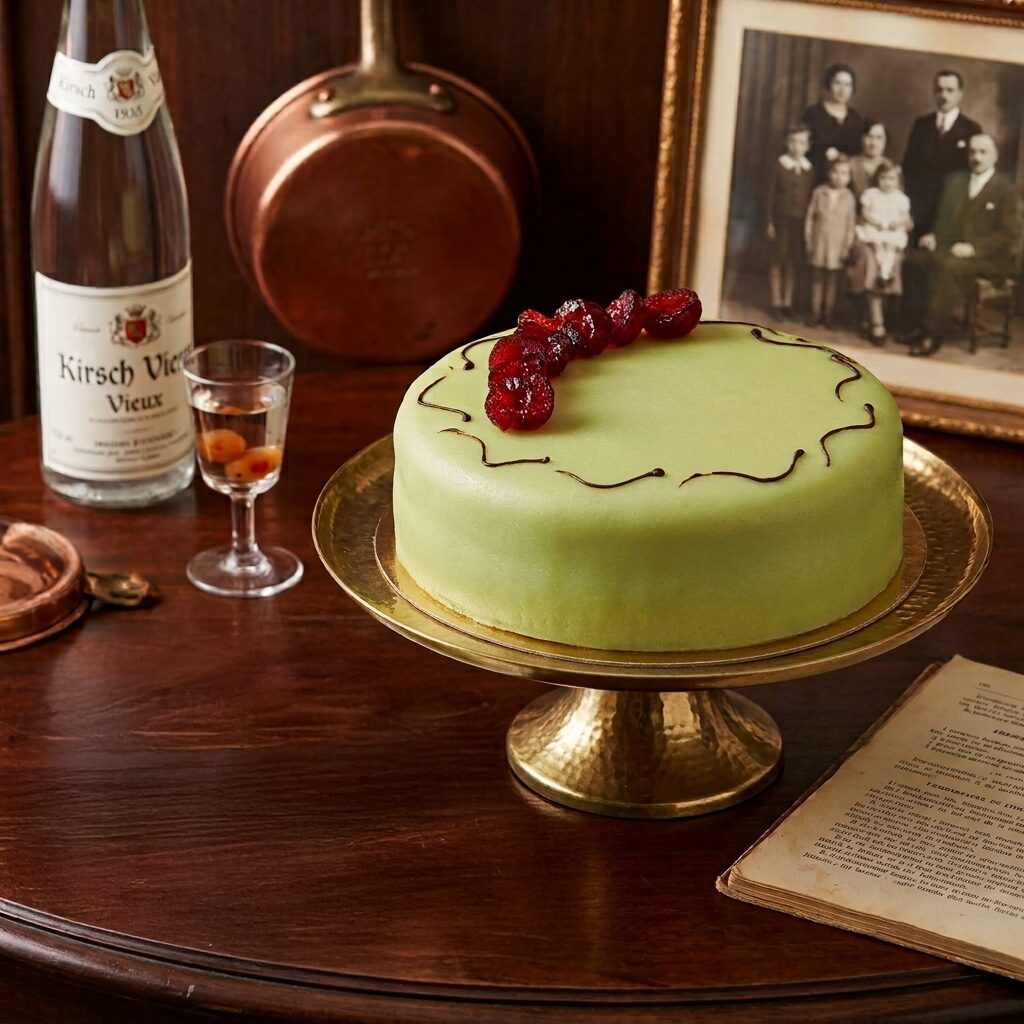 Gâteau Ambassadeur, génoise et pâte d'amandes, Maison Bettant Villeurbanne