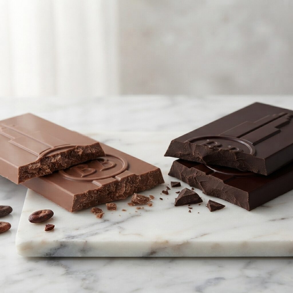 Tablette cassée de chocolat artisanale noir ou lait, Maison Bettant Villeurbanne
