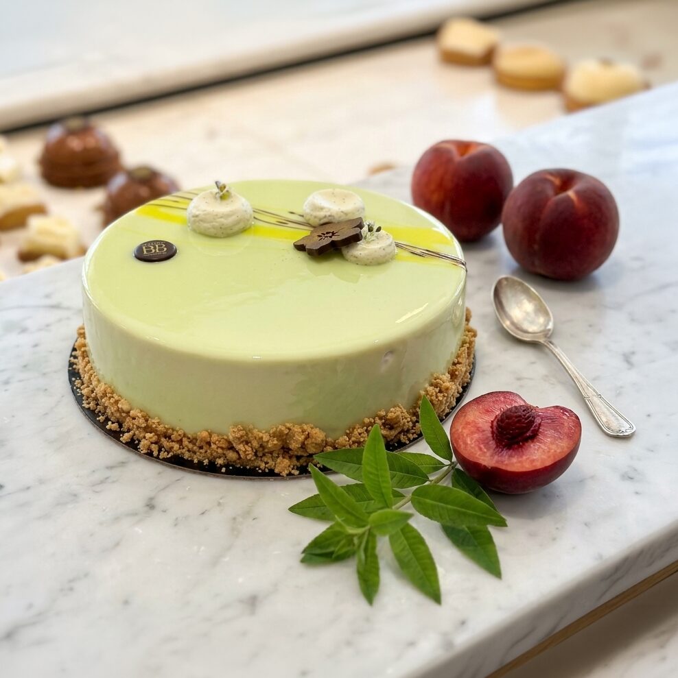 Entremet pêche verveine