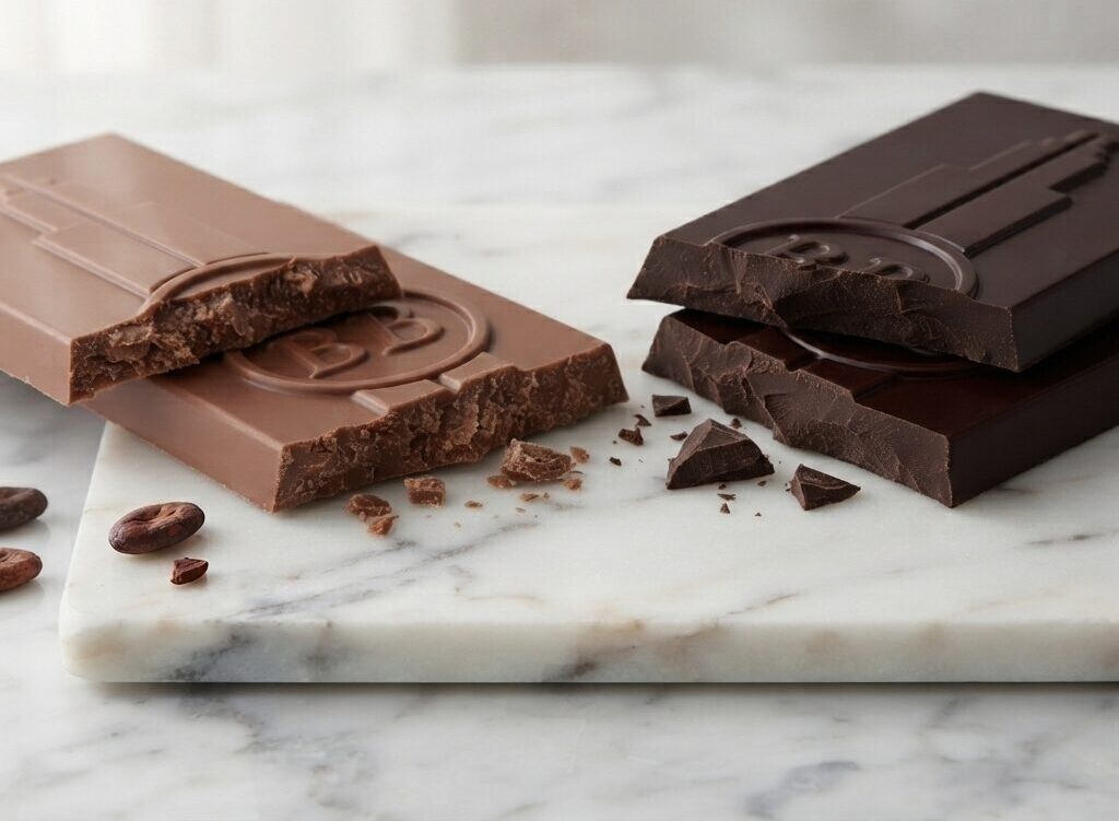 Comment se fabrique un chocolat artisanal : les bonbons de notre atelier, étape par étape 7 Tablette cassée de chocolat artisanale noir ou lait, Maison Bettant Villeurbanne